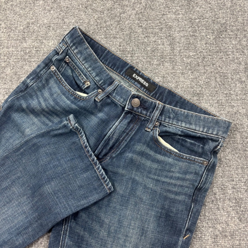 Express Jeans 32x32 Blue Slim Fit Distressed Denim Mens